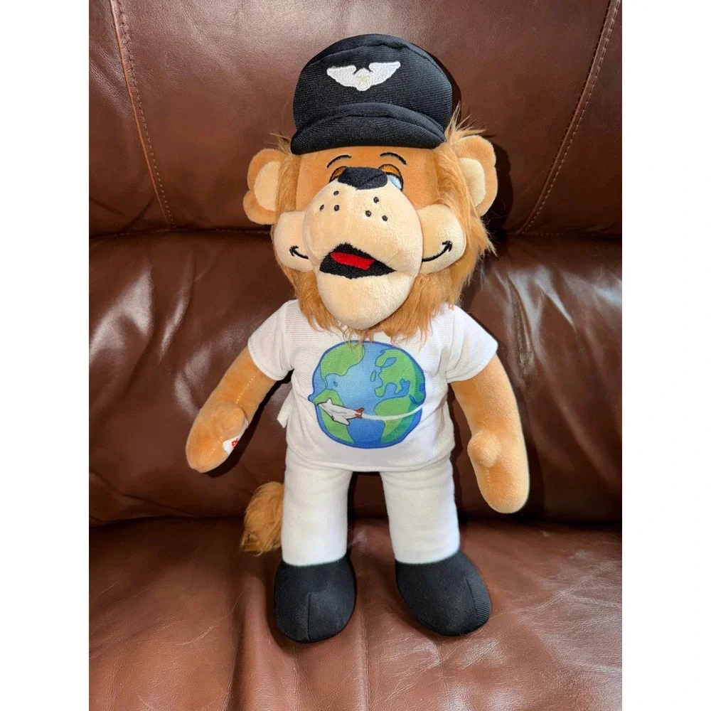 Wonder Palz‎ Lion Pilot Plush Stuffed Animal Captain Hat Globe Shirt Aviation